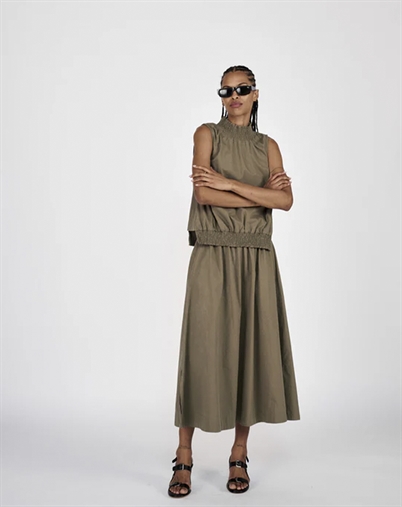 Rabens Saloner - Guri Poplin Heavy Full Nederdel - Dry Bark